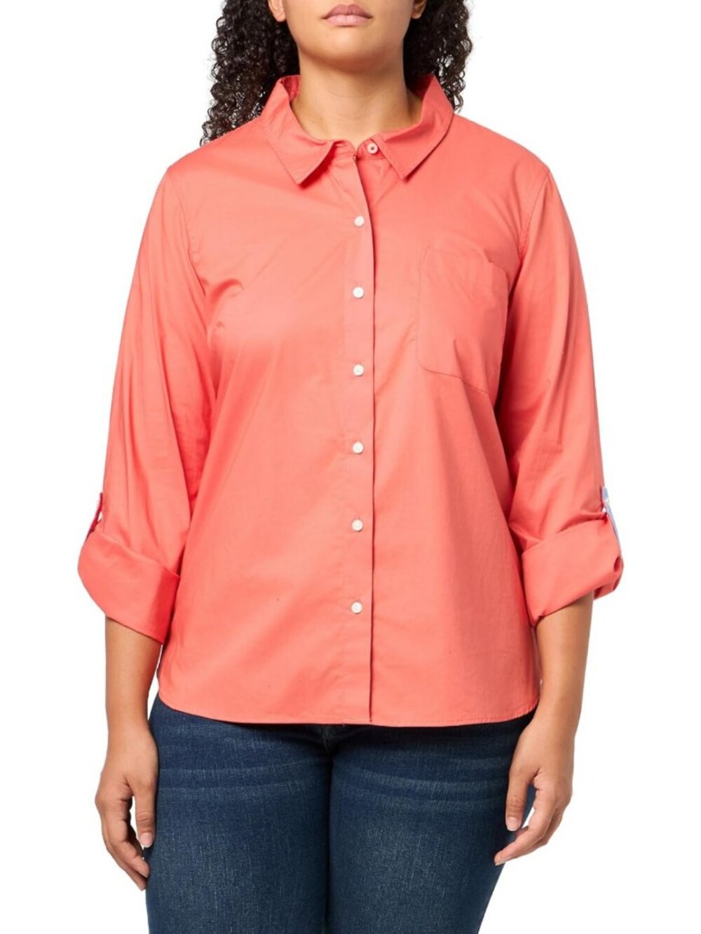 Chic Women's Button Front Long Sleeve Roll Tab Shirt - Versatile Casual Style